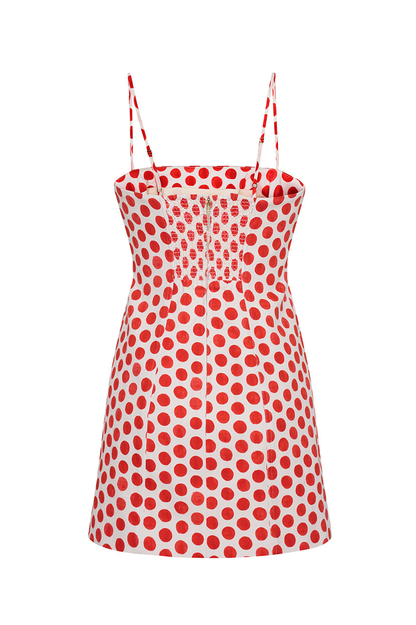 Claudine Mini Dress in Celeste Spot Red