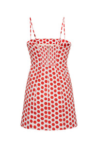 Claudine Mini Dress in Celeste Spot Red