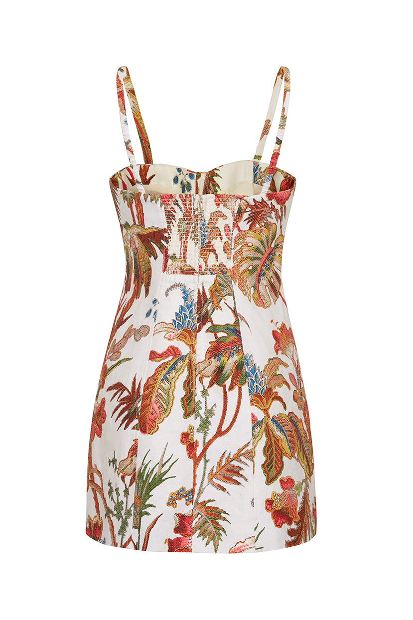 Claudine Mini Dress in Fauna Floral Ivory
