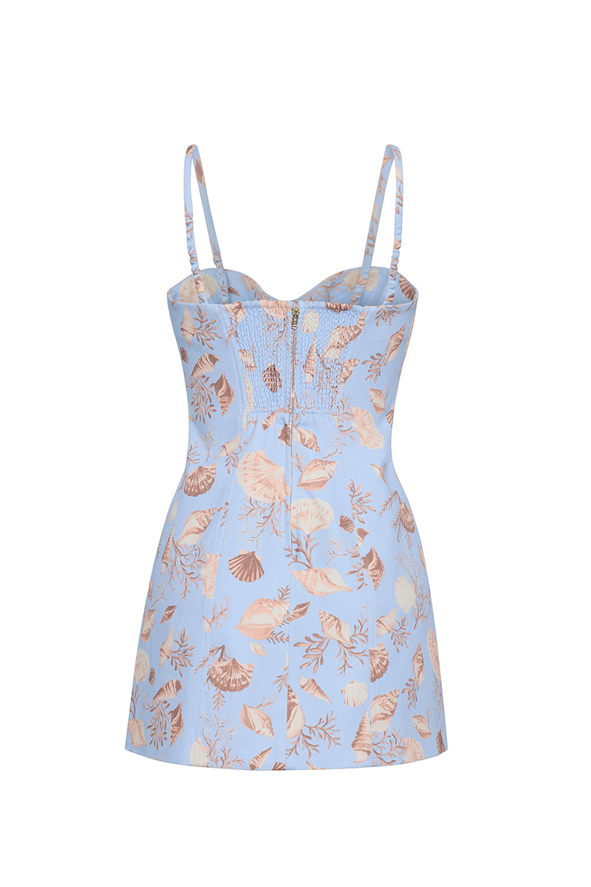 Claudine Mini Dress in Seashell Sky