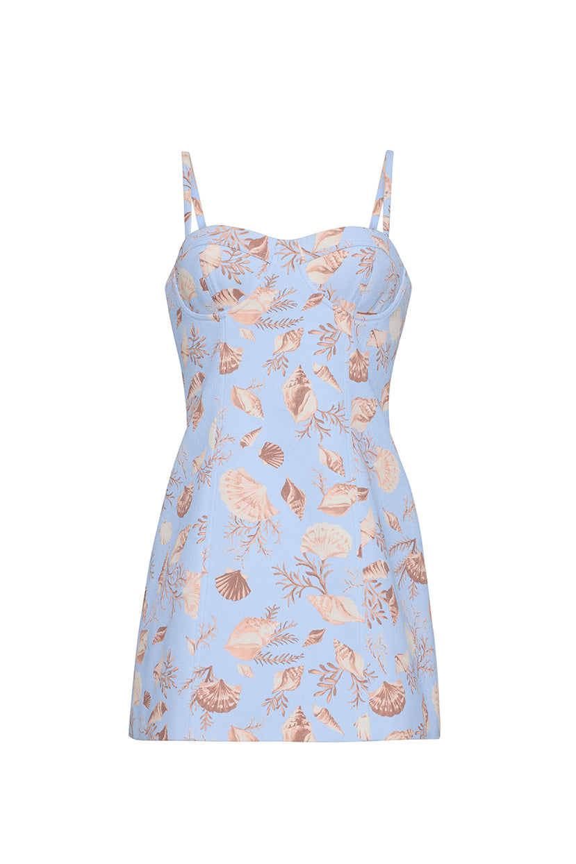 Claudine Mini Dress in Seashell Sky