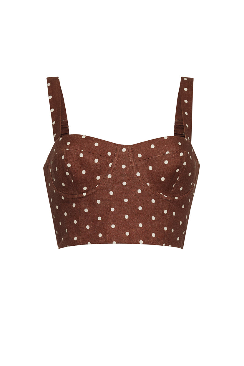 Claudine Top in Dots Khaki