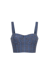 Claudine Top in Edmound Plaid Blue