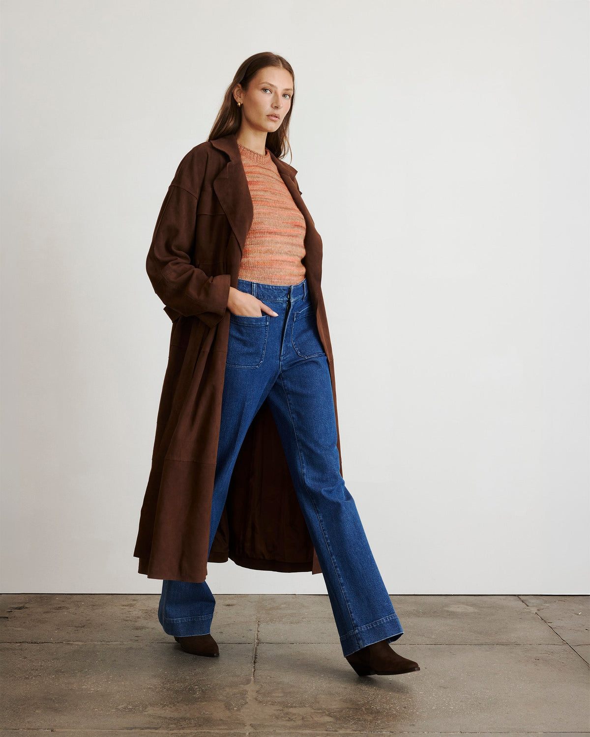 Suede Clayton Coat in Chocolate