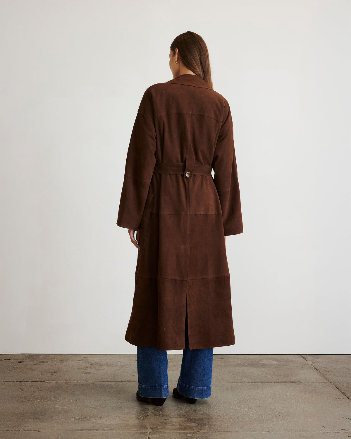 Suede Clayton Coat in Chocolate