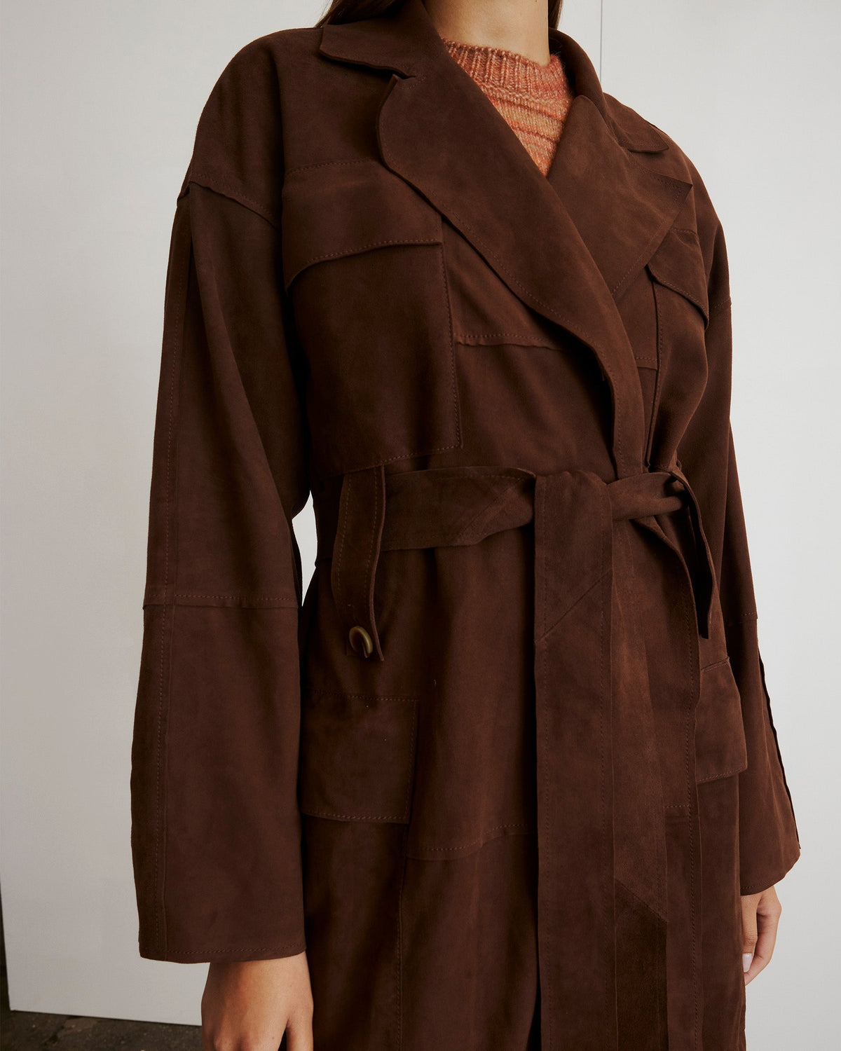 Suede Clayton Coat in Chocolate