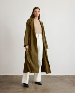 Suede Clayton Coat in Olive