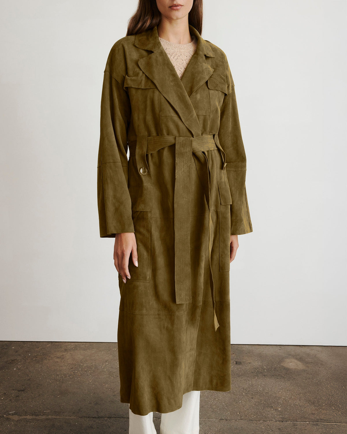 Suede Clayton Coat in Olive