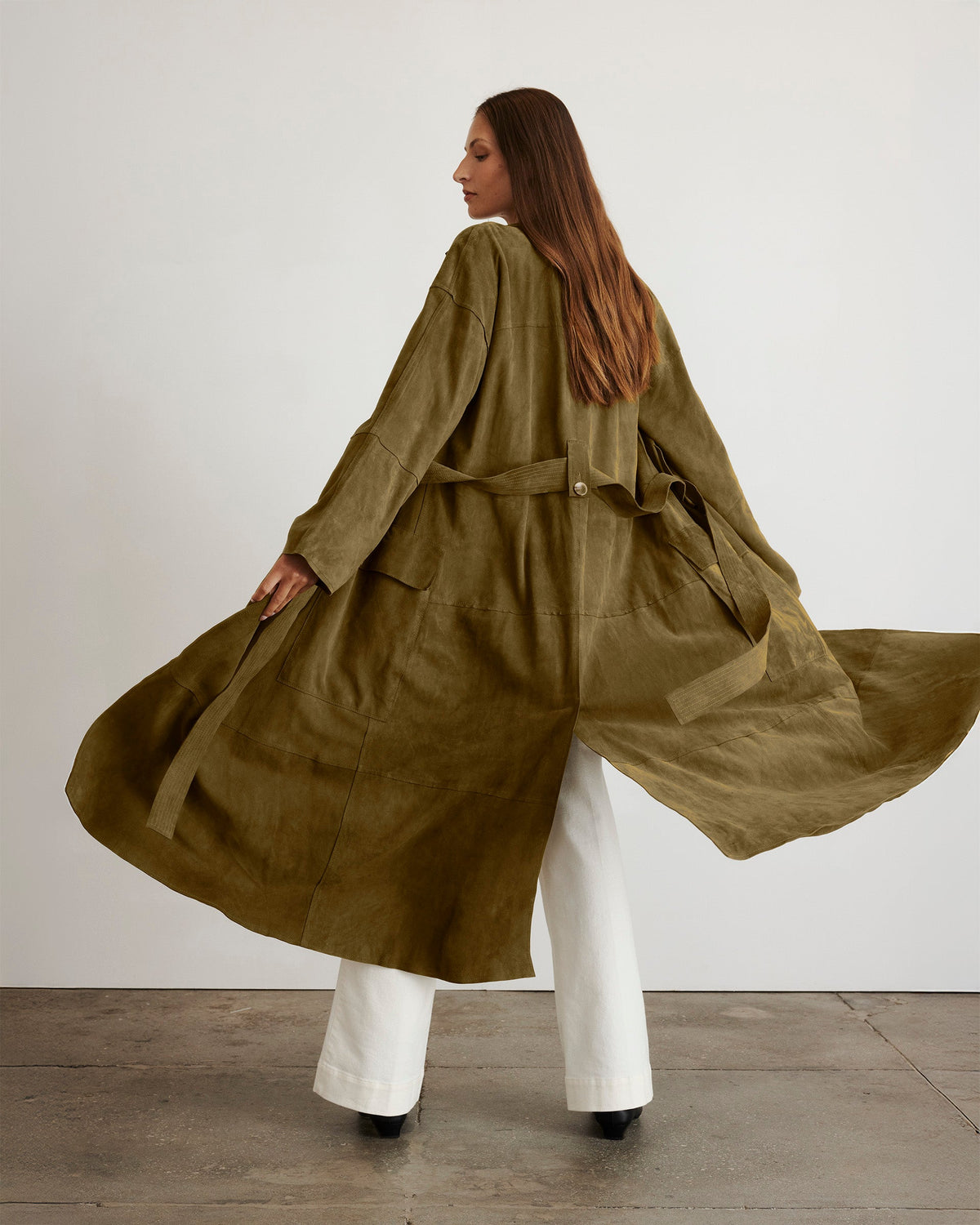 Suede Clayton Coat in Olive