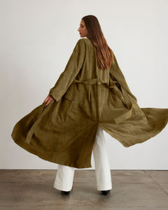 Suede Clayton Coat in Olive