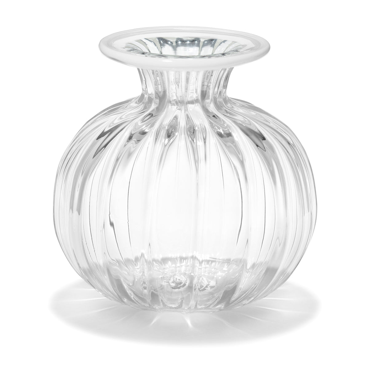Clementina Vertical Optic Texture Bud Vase with White Rim