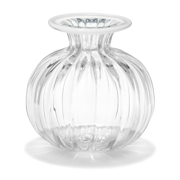 Clementina Vertical Optic Texture Bud Vase with White Rim