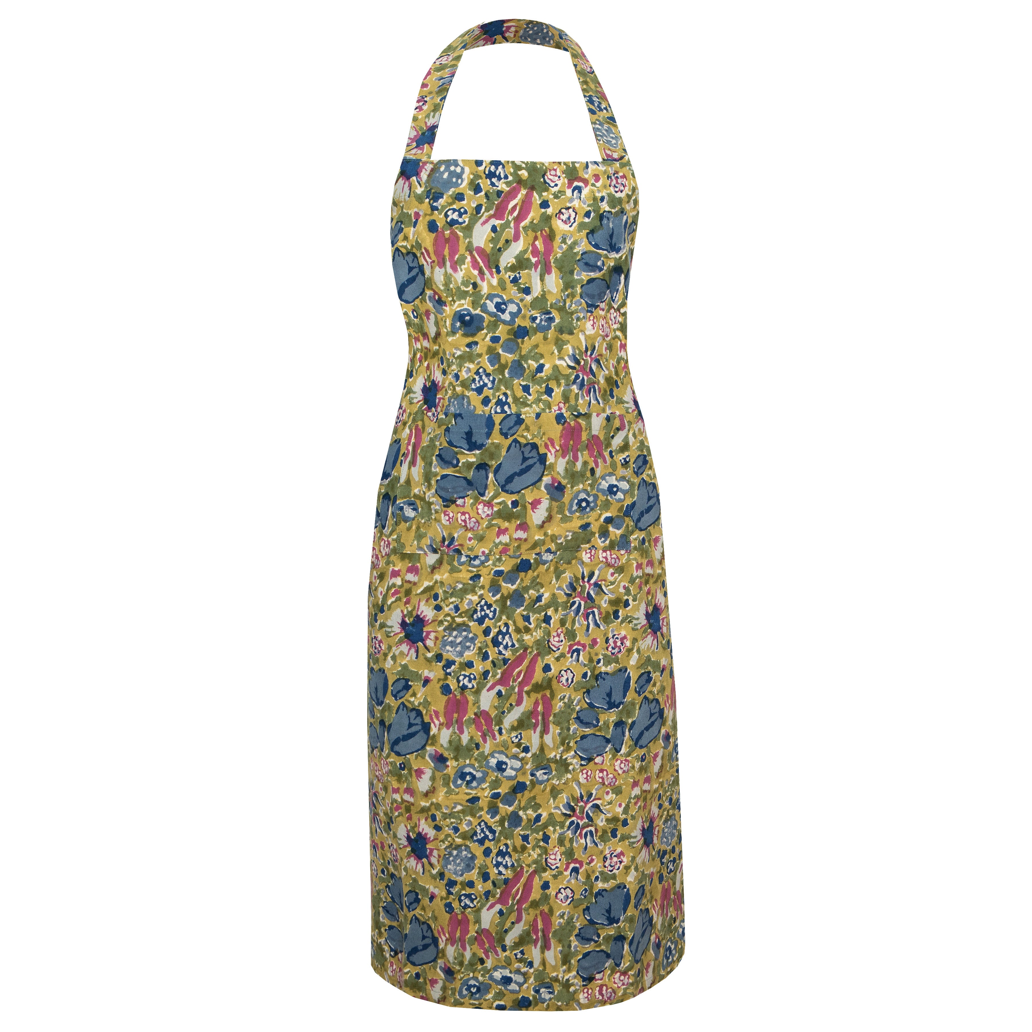 Jardin Apron in Blue & Vert