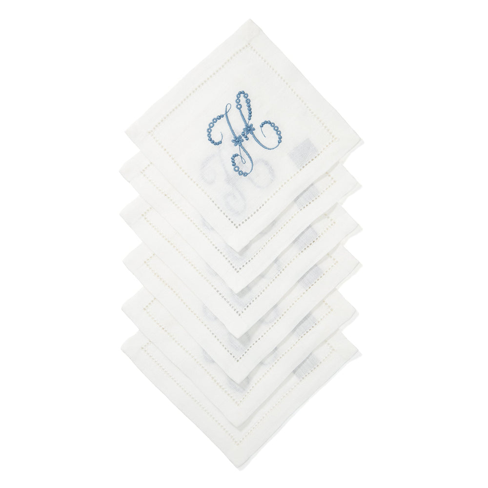 Hemstitch Square Cocktail Napkins, Set of 6