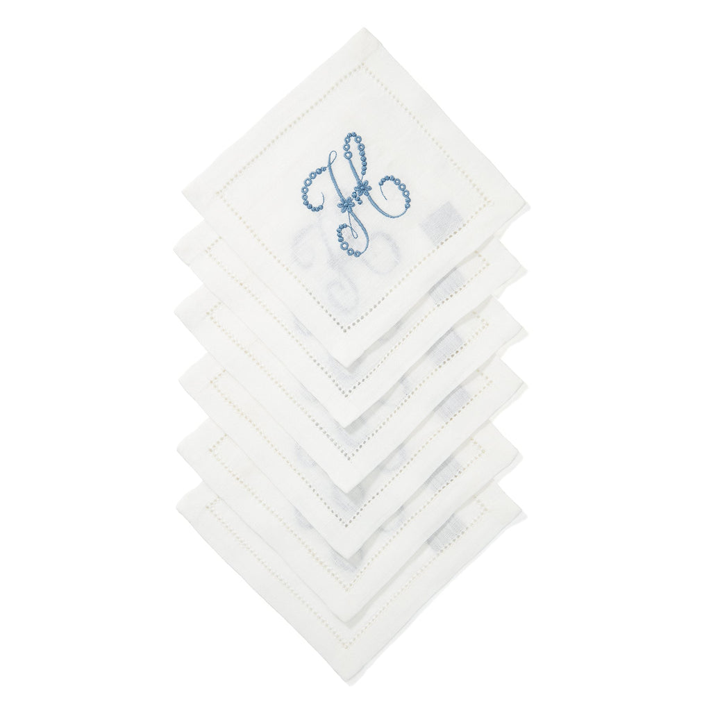 Hemstitch Square Cocktail Napkins, Set of 6