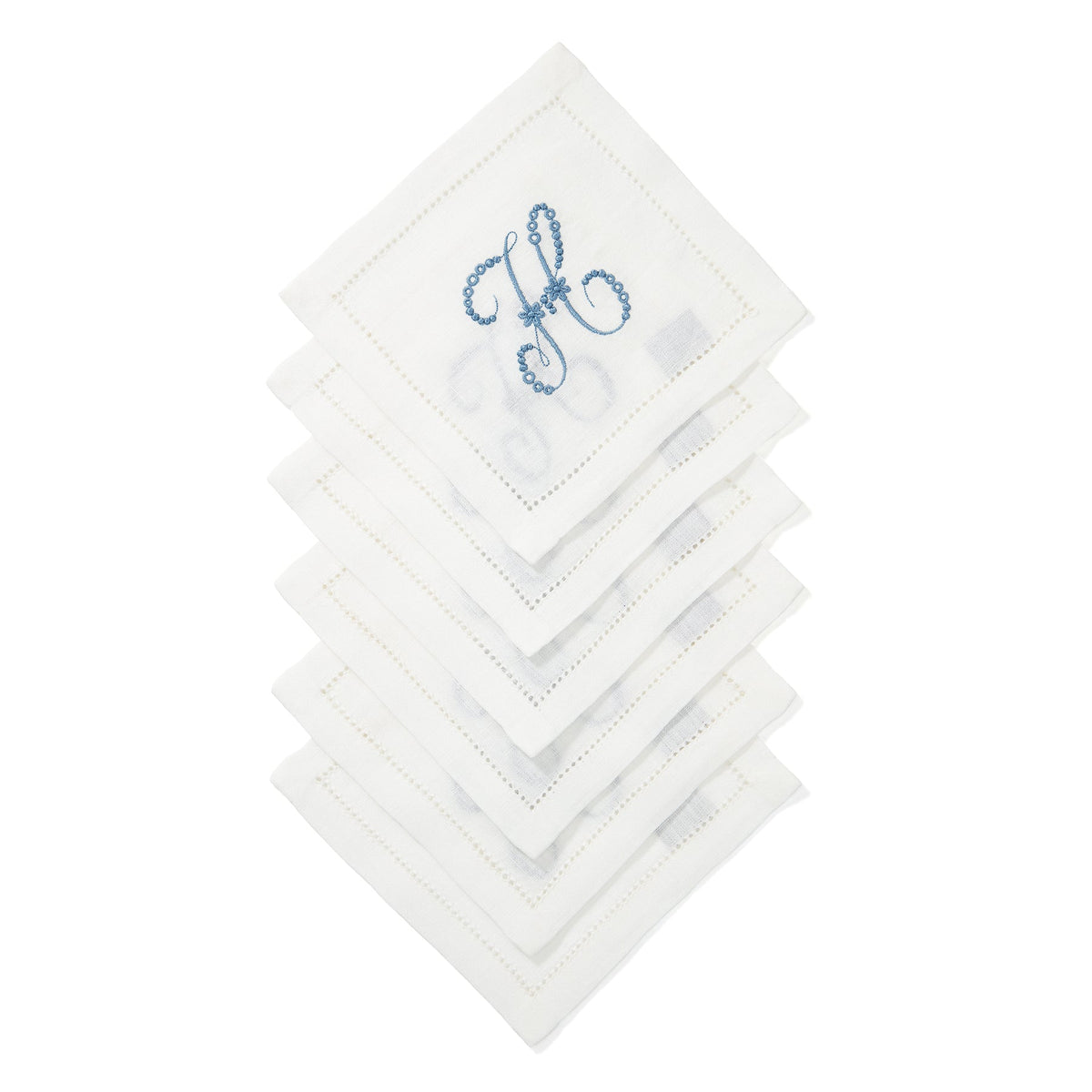 Hemstitch Square Cocktail Napkins, Set of 6
