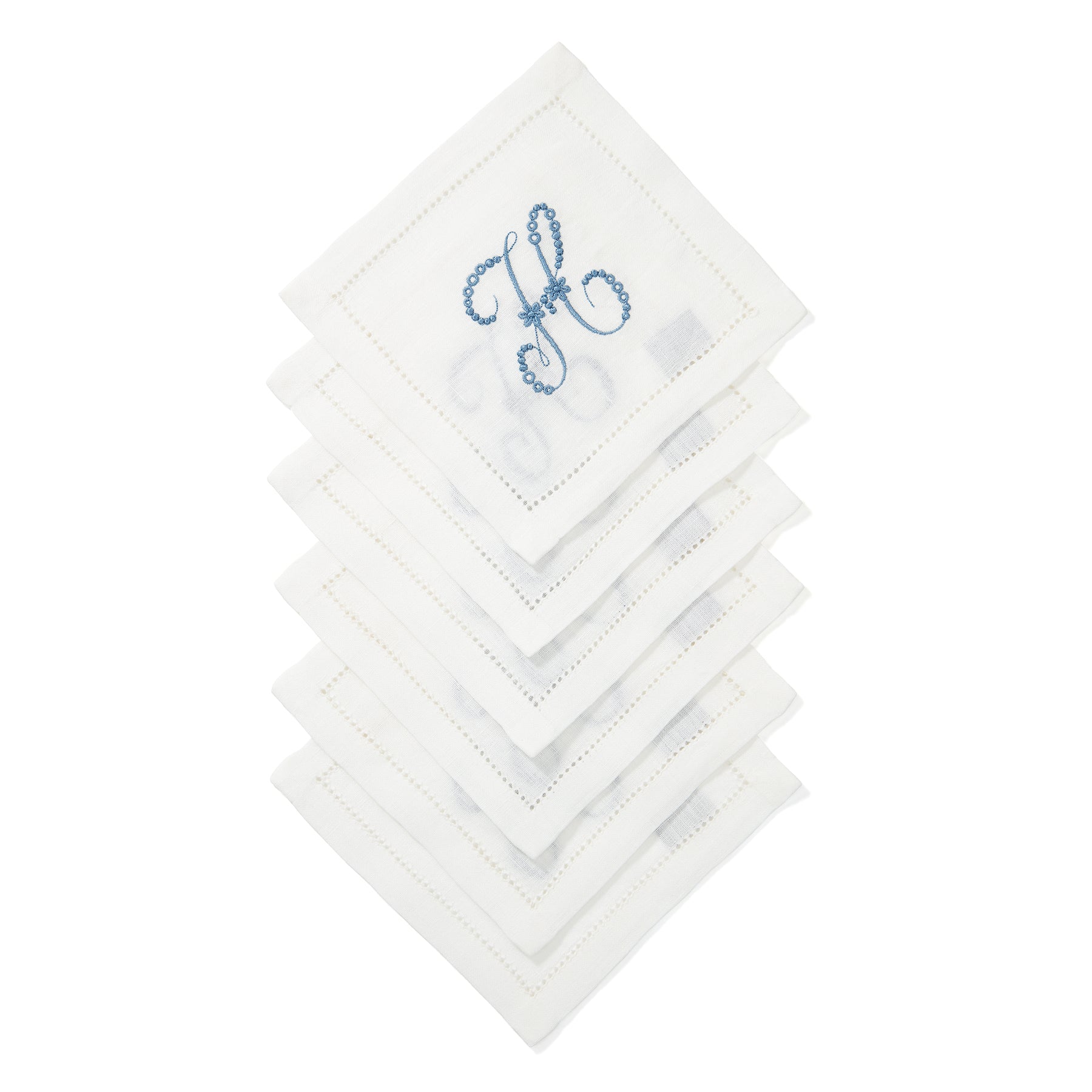 Hemstitch Square Cocktail Napkins, Set of 6