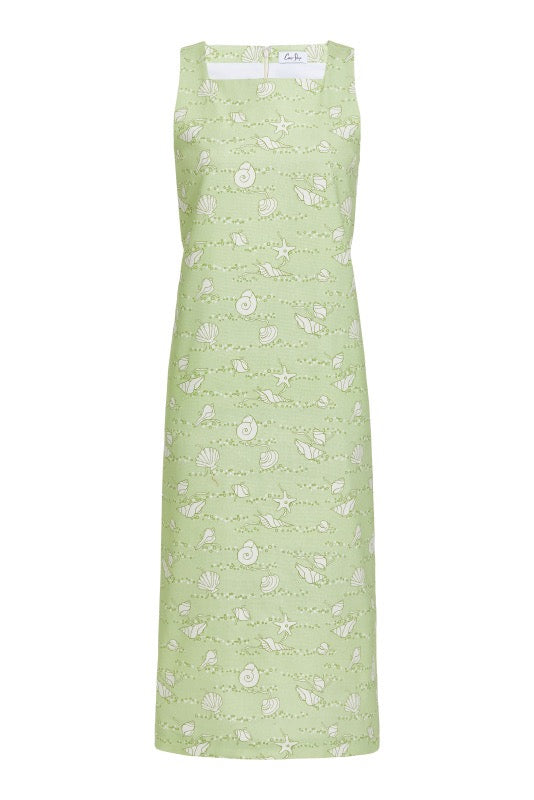 Ankle-Length Shift Dress in Lime Shell