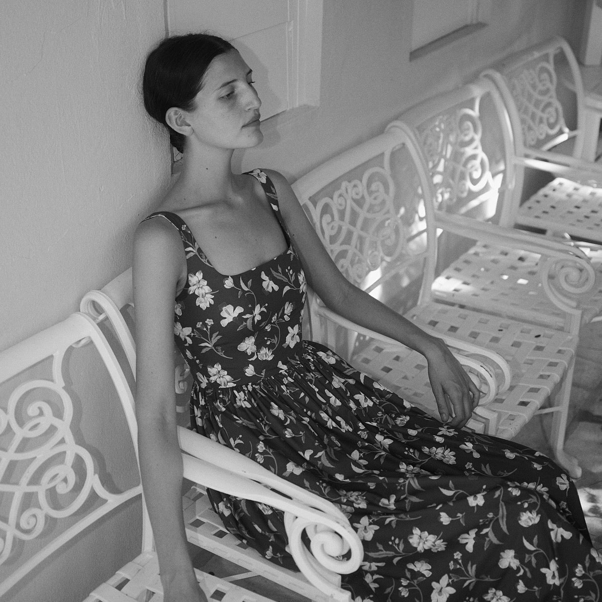 Scoop Neck Dress in Brown Hibiscus
