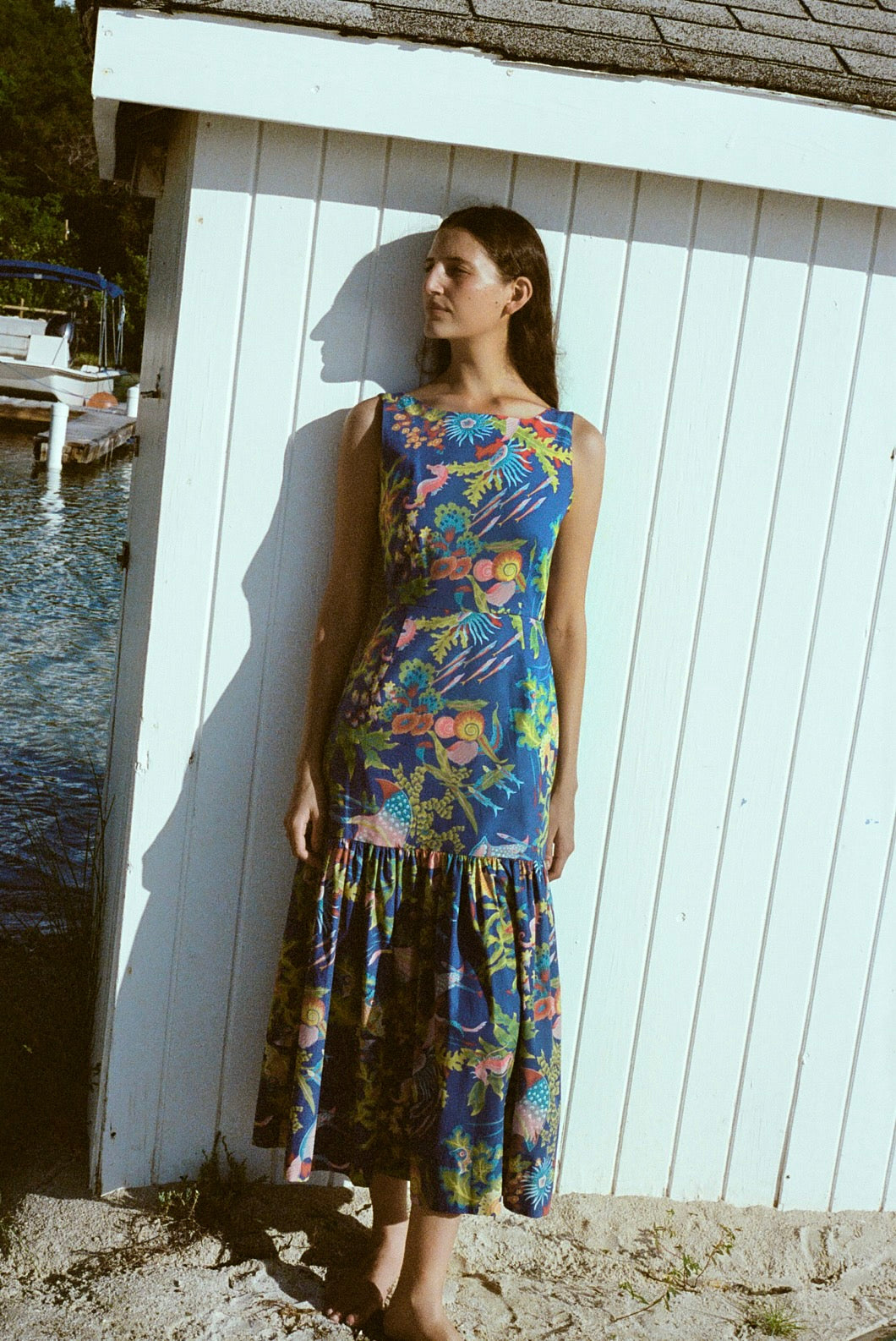 Low-Back Dress in Blue Under The Sea