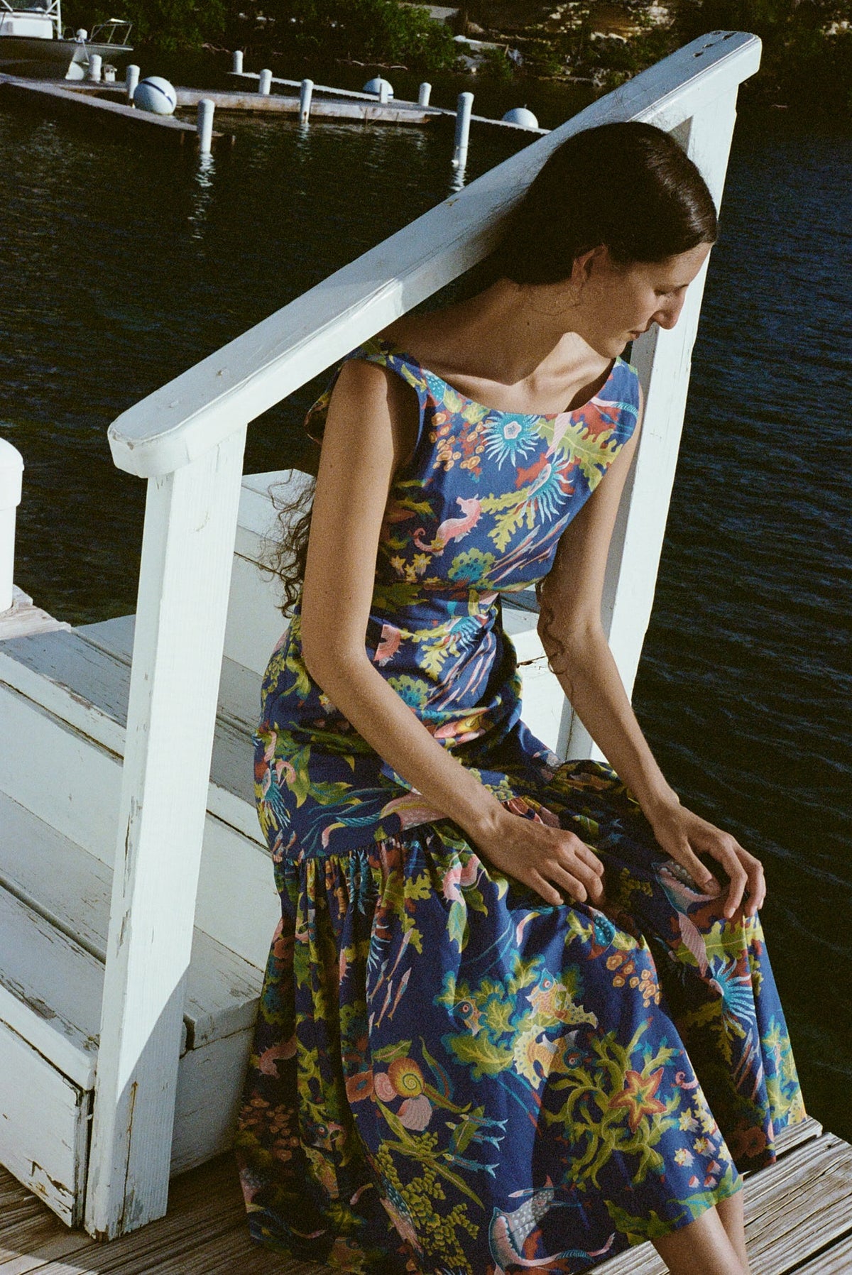 Low-Back Dress in Blue Under The Sea