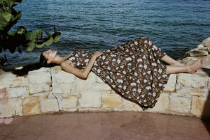 Scoop Neck Dress in Brown Hibiscus