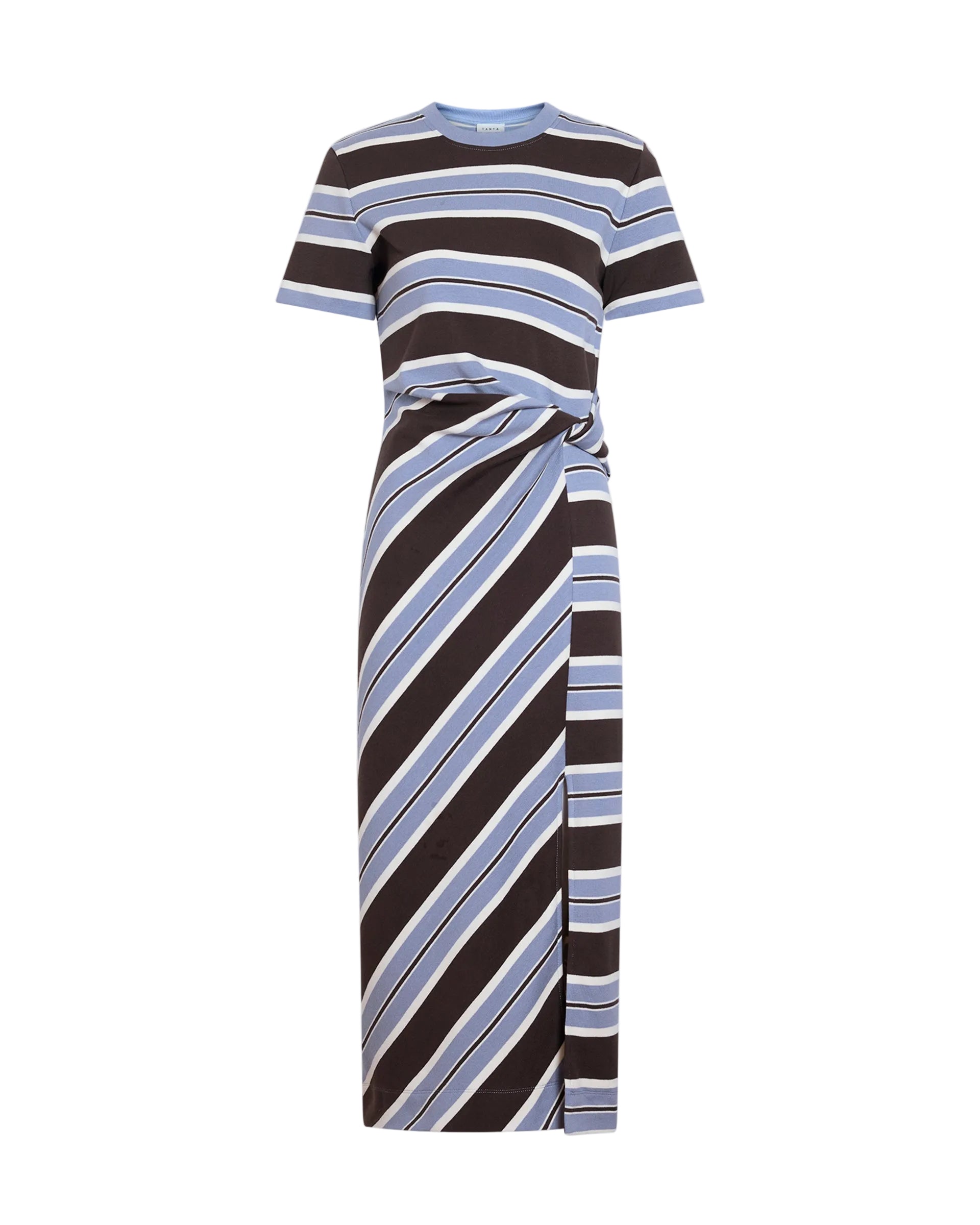 Short Sleeve Cody Dress in Dark Fig/Winter Sky/Cream Multi