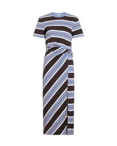 Short Sleeve Cody Dress in Dark Fig/Winter Sky/Cream Multi
