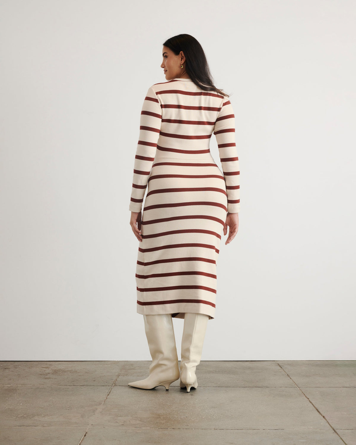 Cody Dress in Cream & Raisin Wide Stripe