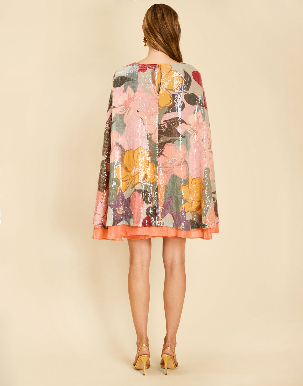 Collins Cape Mini Dress in Painted Blooms