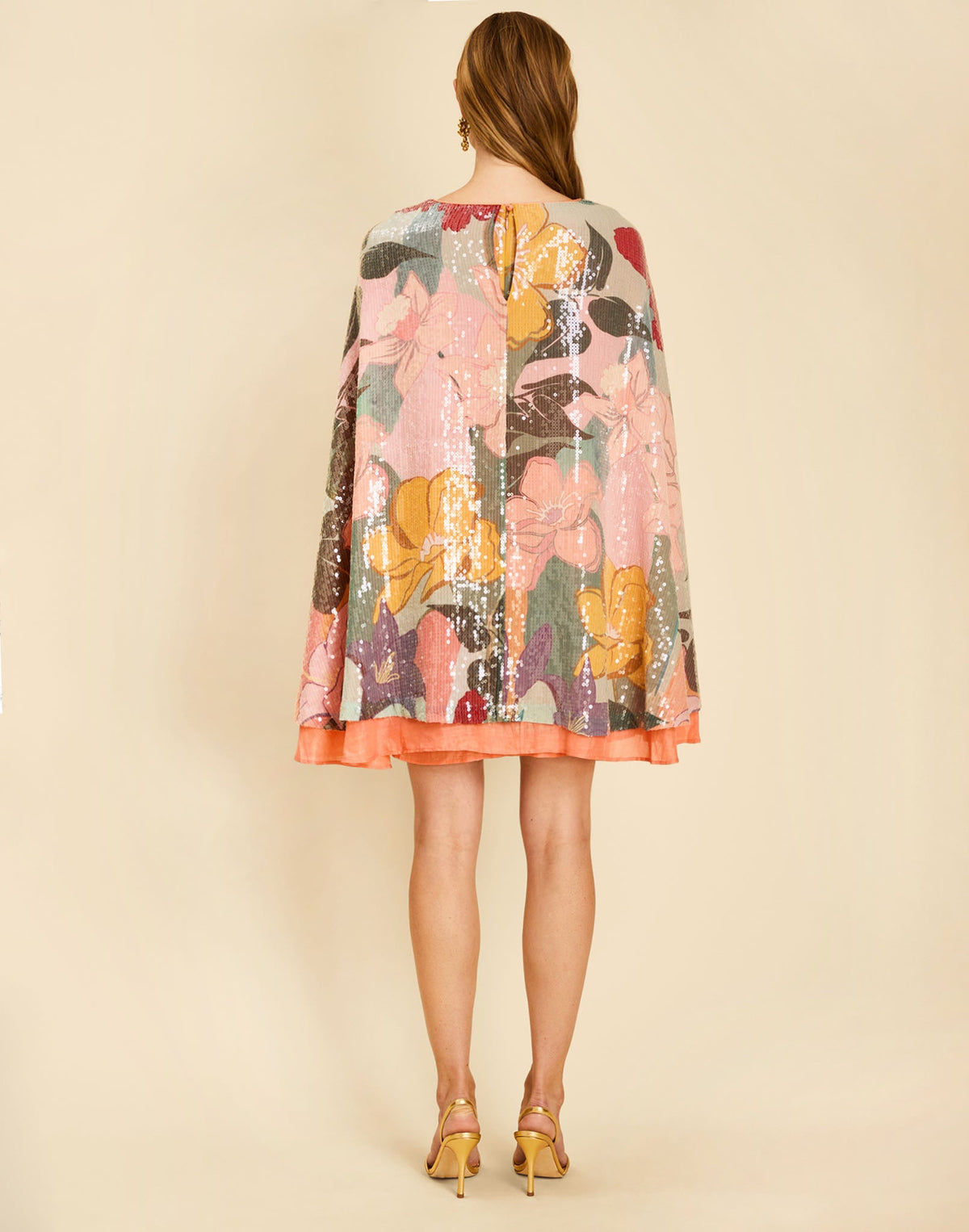 Collins Cape Mini Dress in Painted Blooms