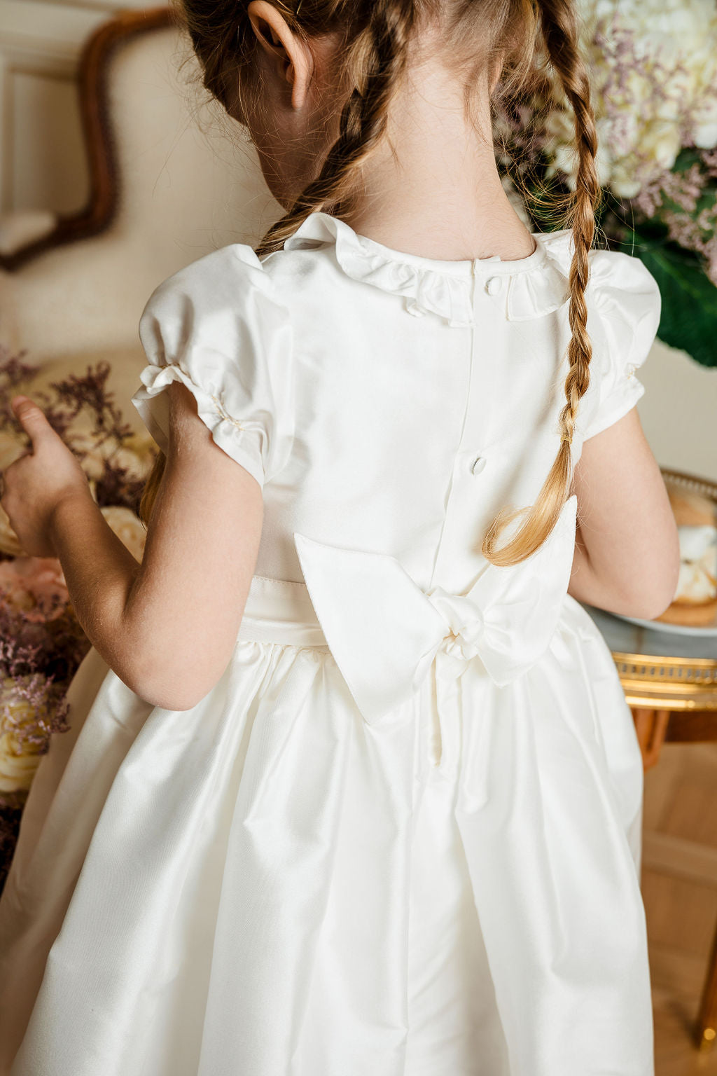 Colombe Gold Silk Ceremony Girl Dress