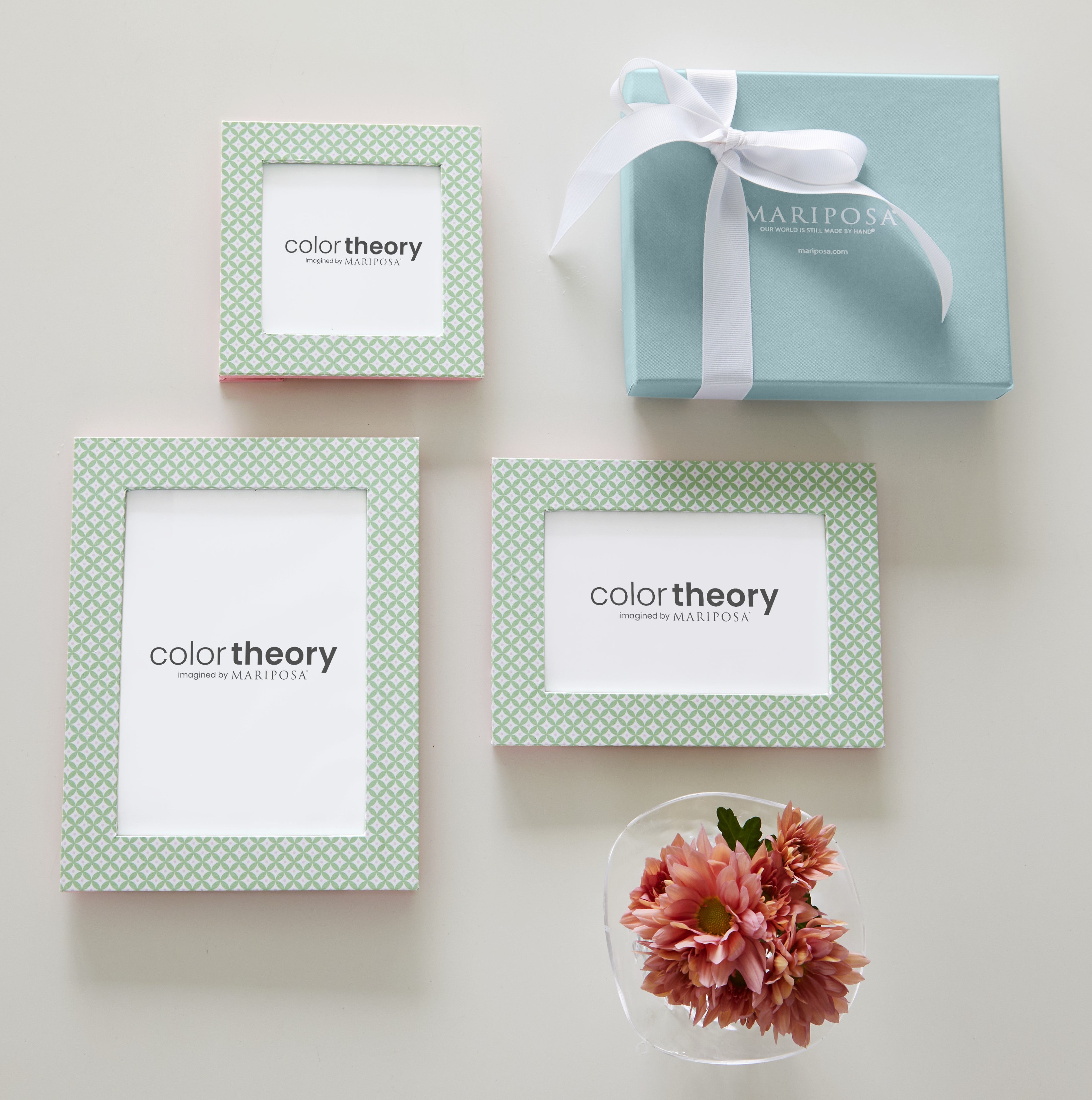 Double Sided Geometric Green and Rosa Pink 4x4 Frame