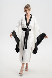 Colourful Silky Satin Kimono Robe