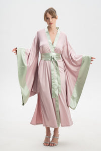 Colourful Silky Satin Kimono Robe