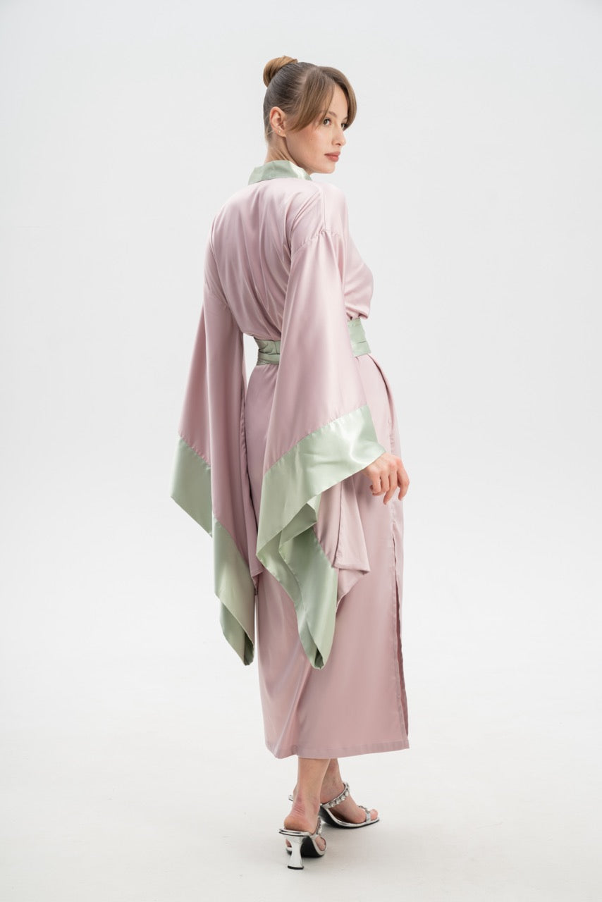 Colourful Silky Satin Kimono Robe