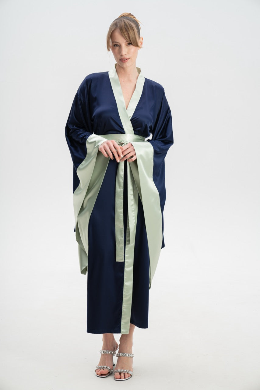 Colourful Silky Satin Kimono Robe