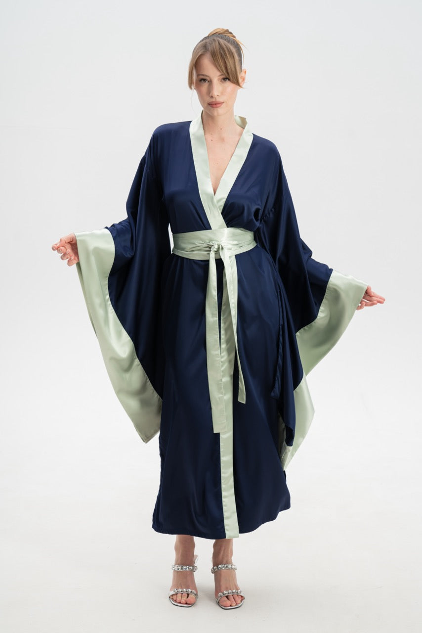 Colourful Silky Satin Kimono Robe