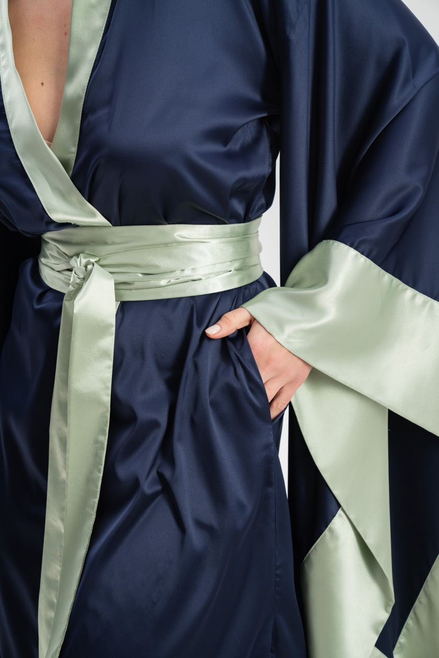 Colourful Silky Satin Kimono Robe