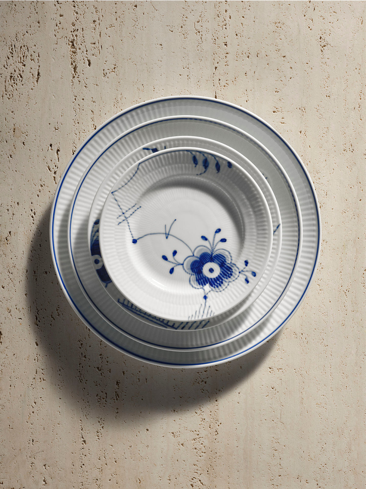 Blue Fluted Mega Bread & Butter Plate #6 6.75"