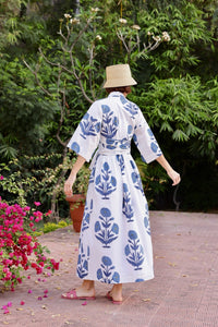 Como Floral Wrap Dress in Indigo Floral