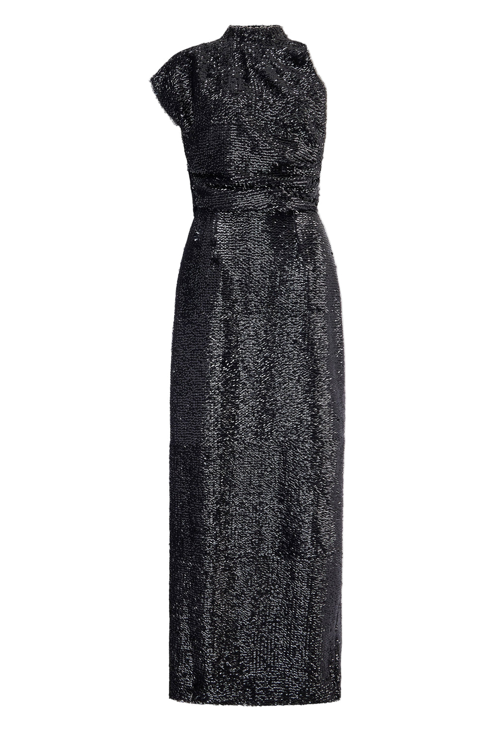 Conlan Dress In Black Textured Sequin | Emilia Wickstead