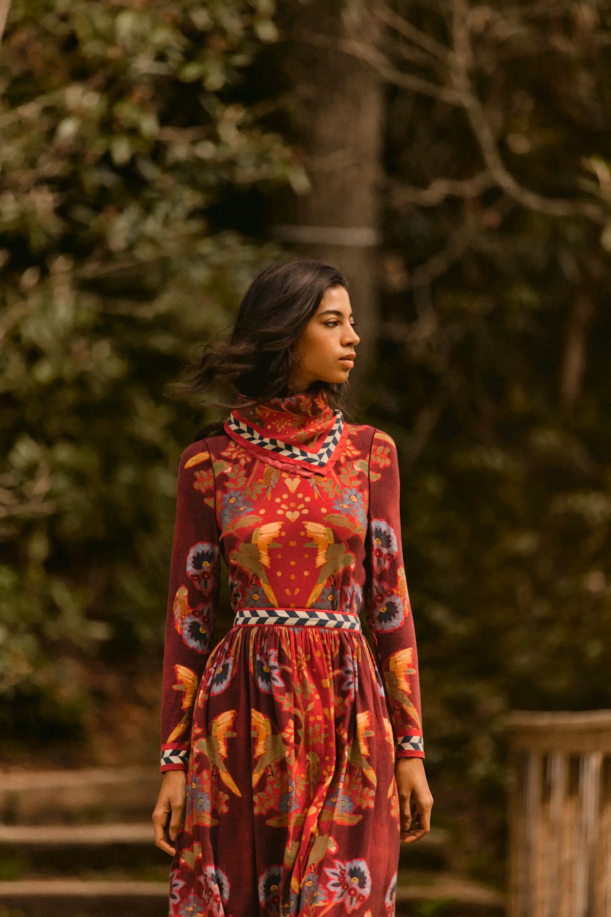 Connor Top in Birds of a Feather Maroon