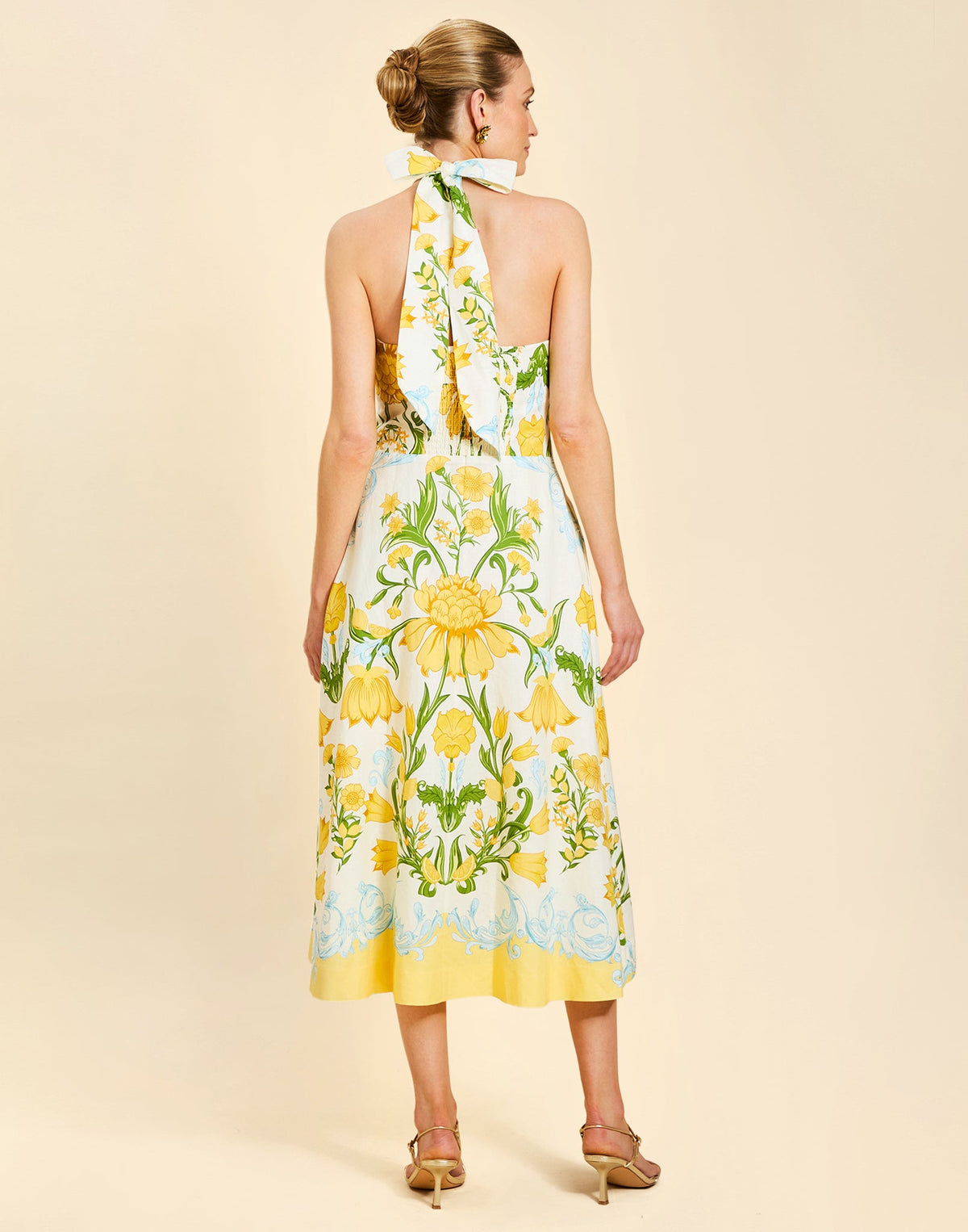 Copacabana Halter Midi Dress in Lemon Verbena