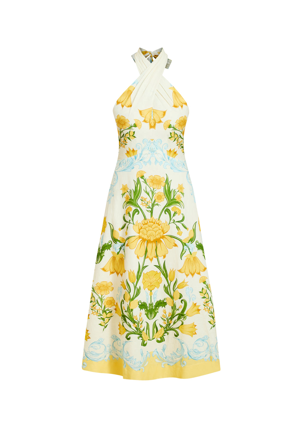 Copacabana Halter Midi Dress in Lemon Verbena