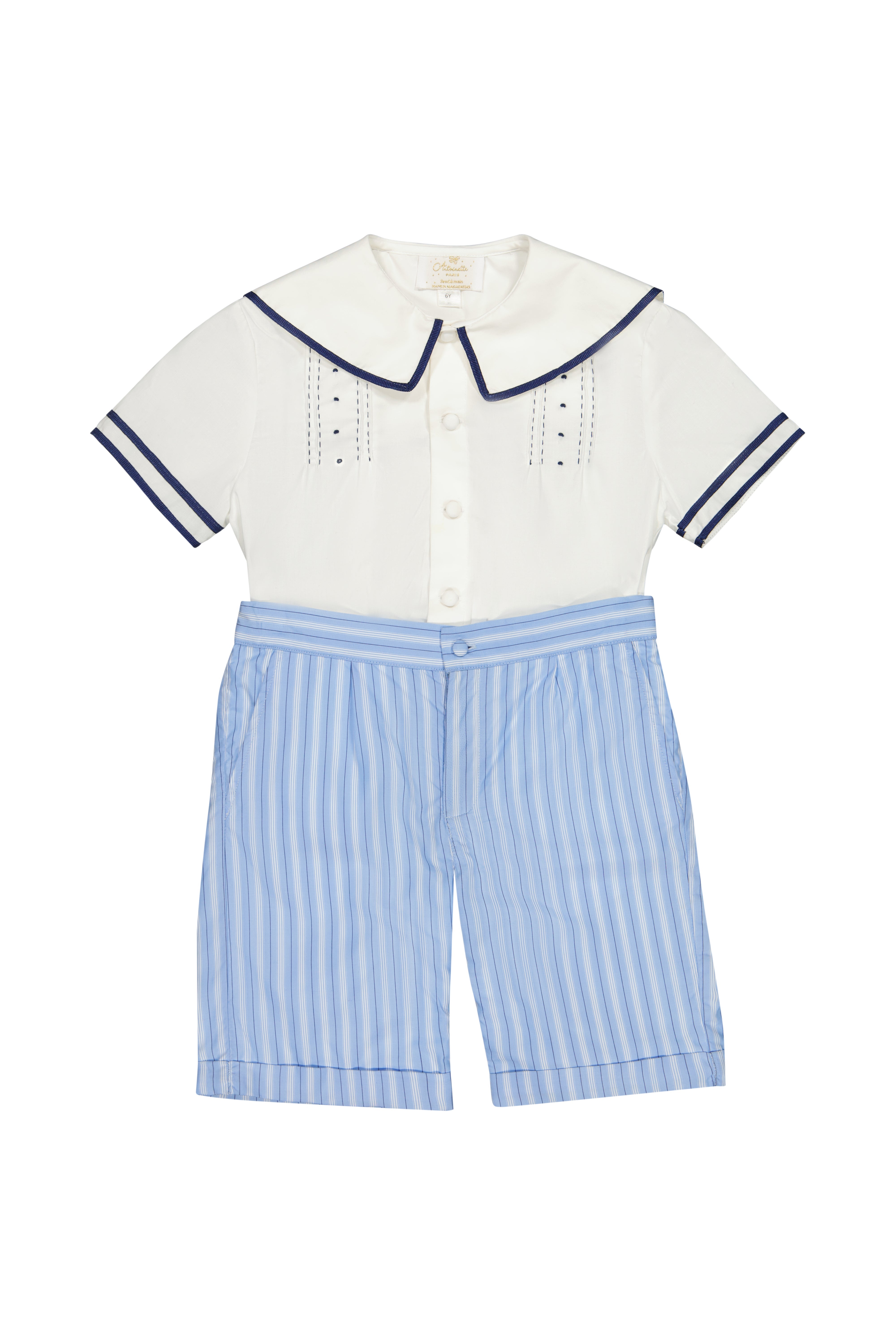 William Blue Stripe Shorts and Shirt