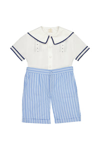 William Blue Stripe Shorts and Shirt
