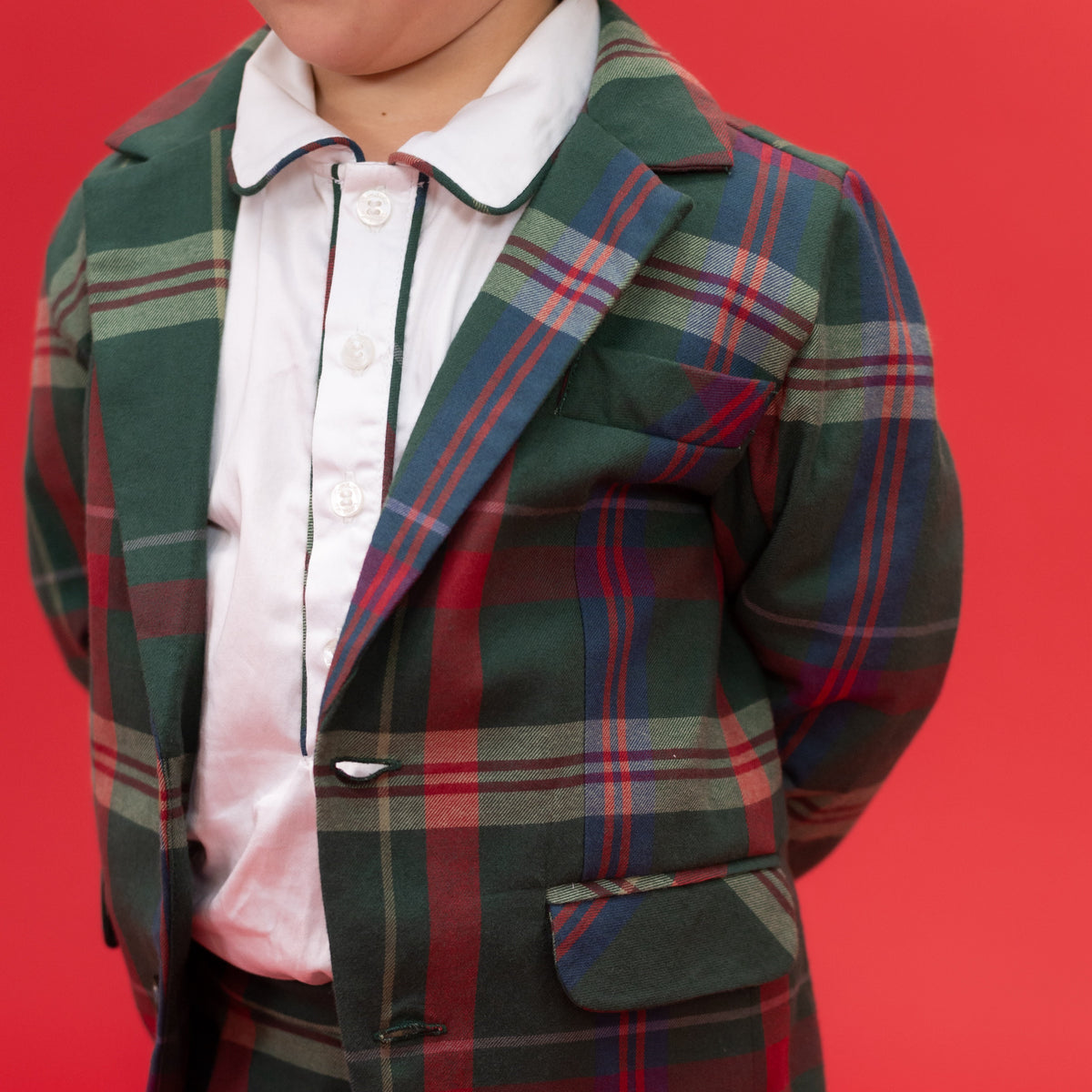 Hayden Boy Blazer in Green Tartan