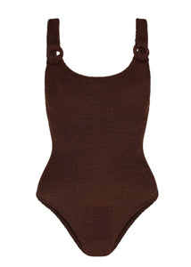 Domino Swimsuit In Metallic Chocolate