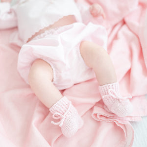 Knit Baby Booties in Pink